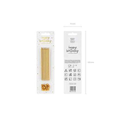Geburtstagskerzen glatt 12,5cm Metallic gold (12 Stk.)