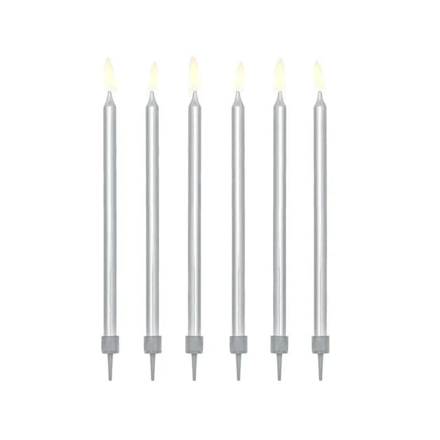 Geburtstagskerzen glatt 12,5cm Metallic silber (12 Stk.)