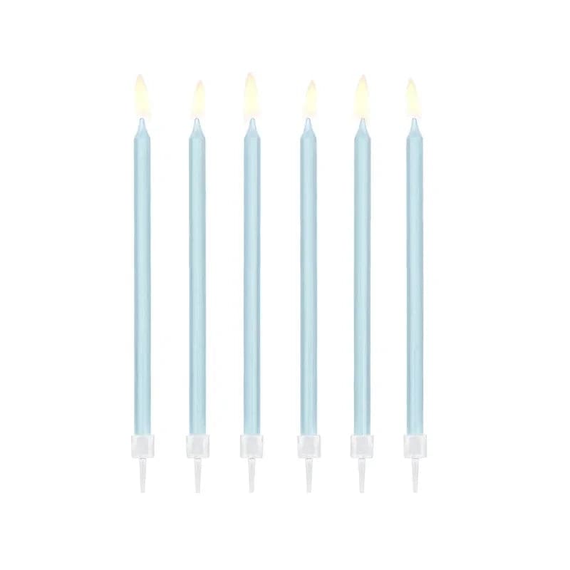 Geburtstagskerzen glatt 14cm Metallic blau (12 Stk.)
