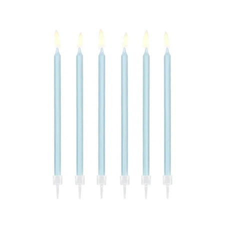 Geburtstagskerzen glatt 14cm Metallic blau (12 Stk.)