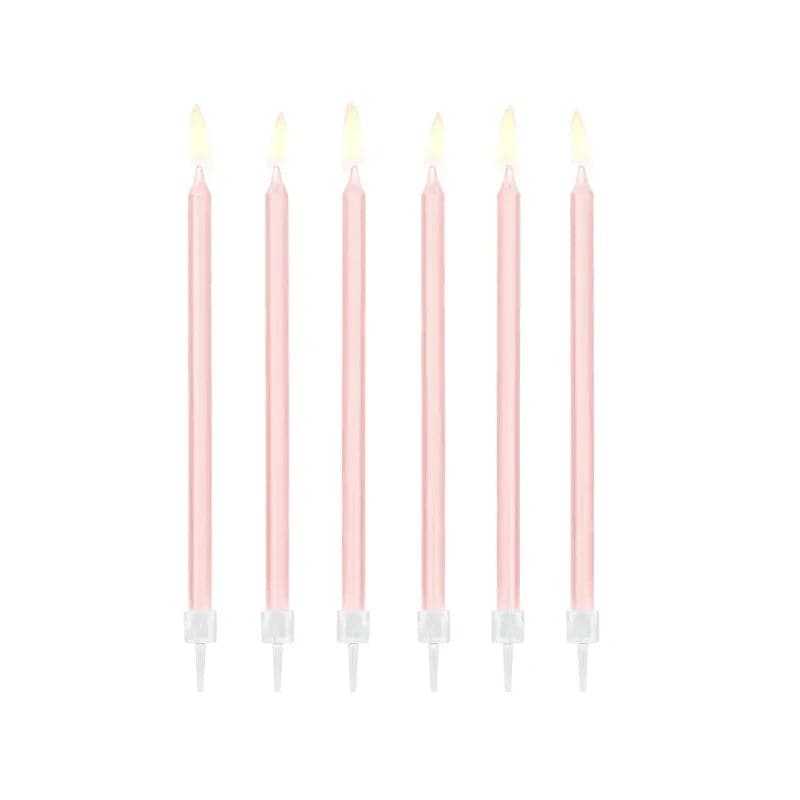 Geburtstagskerzen glatt 14cm Pastell rosa (12Stk.)