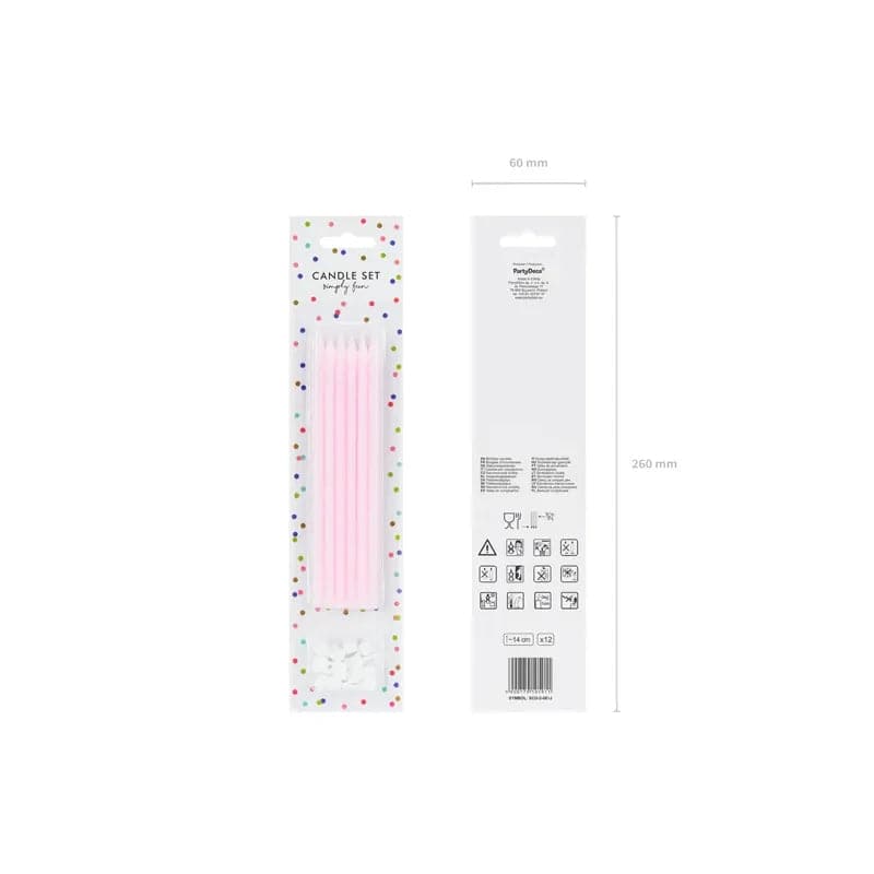 Geburtstagskerzen glatt 14cm Pastell rosa (12Stk.)
