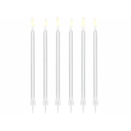 Geburtstagskerzen glatt 14cm Pastell weiss (12Stk.)