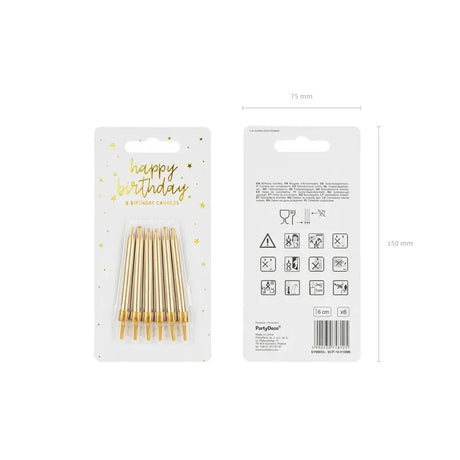 Geburtstagskerzen glatt 6cm Metallic gold (6 Stk.)