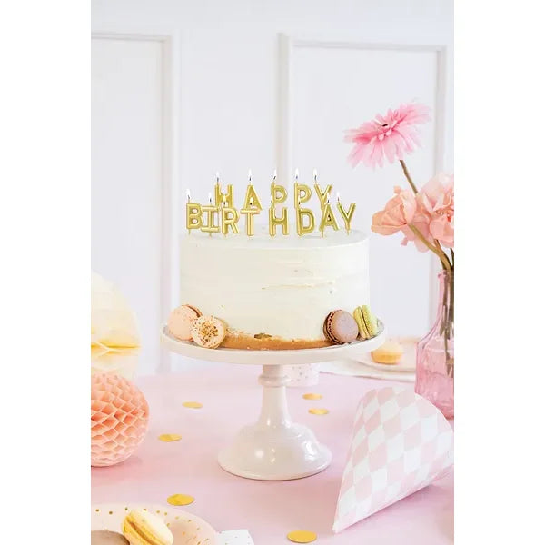 Geburtstagskerzen Happy Birthday 2.5 cm Gold