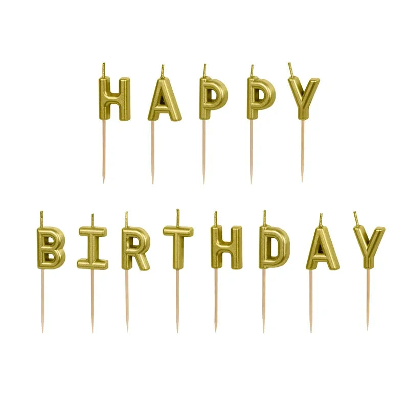 Geburtstagskerzen Happy Birthday 2.5 cm Gold
