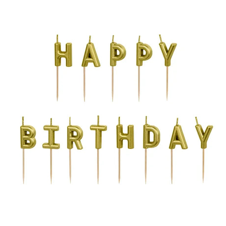 Geburtstagskerzen Happy Birthday 2.5 cm Gold