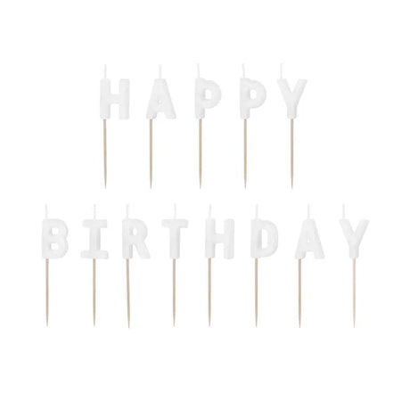 Geburtstagskerzen Happy Birthday 2,5 cm Pastell weiß (13