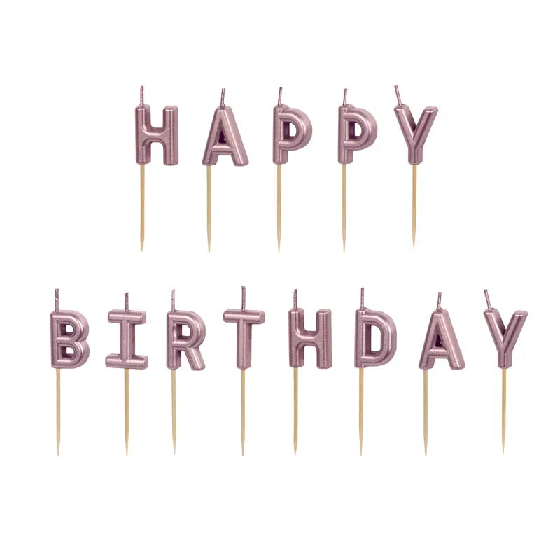 Geburtstagskerzen Happy Birthday 2.5 cm Roségold