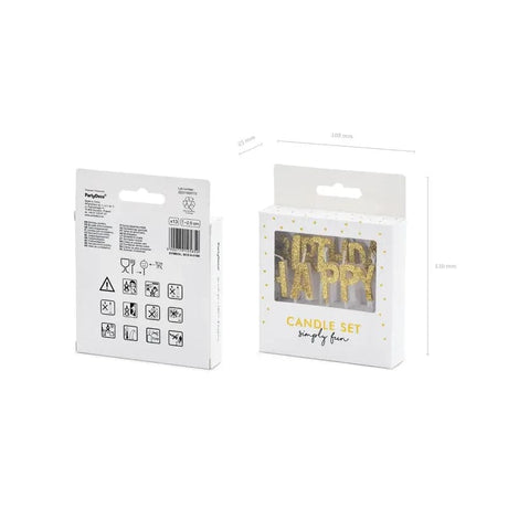 Geburtstagskerzen Happy Birthday 2.5cm Glitter gold (13Stk.)