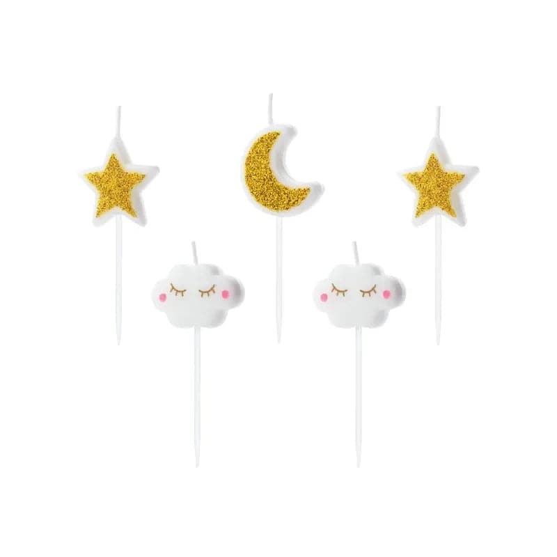Geburtstagskerzen Little Star 3cm Glitter gold (5 Stk.)