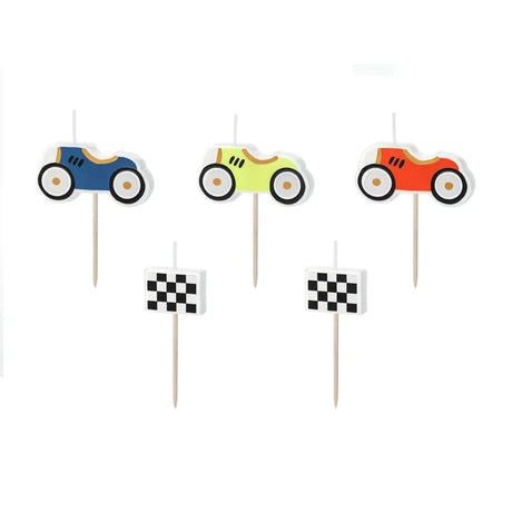 Geburtstagskerzen Rennautos 3cm Pastell Mix (5 Stk.)