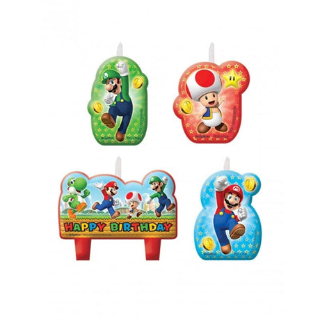 Geburtstagskerzen Super Mario 6cm Metallic Mix (4 Stk.)