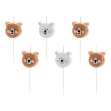Geburtstagskerzen Teddybär 3cm Pastell Mix (6 Stk.)