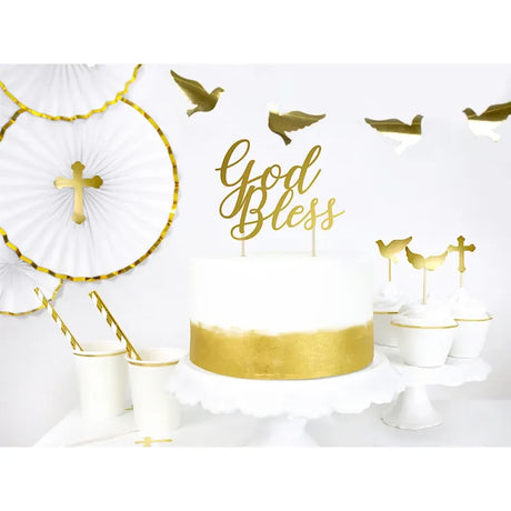 Cake Topper God Bless 27cm Metallic gold (1 Stk.)