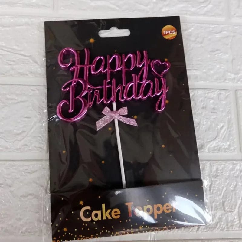 Cake Topper Happy Birthday 13.6cm - rosa