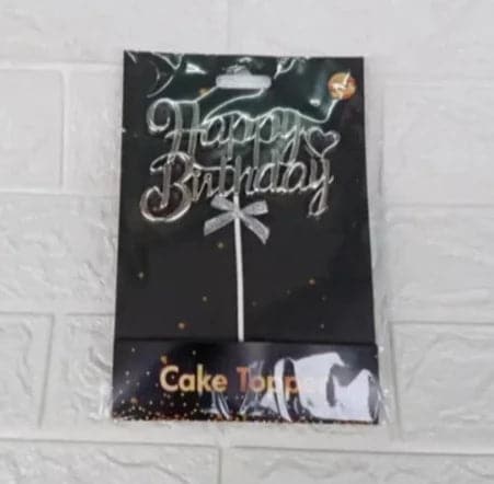 Cake Topper Happy Birthday 13.6cm - Silber
