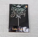 Cake Topper Happy Birthday 13.6cm - Silber