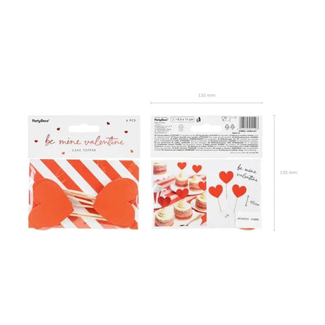 Cake Topper Herzen 11cm Pastell rot (6 Stk.)