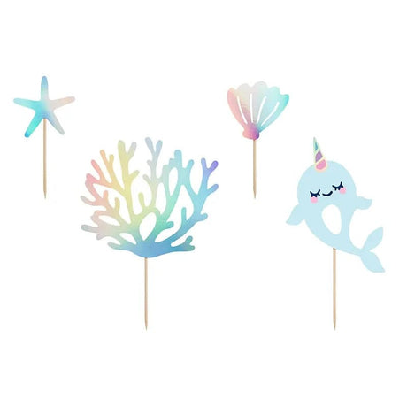 Cake Topper Narwal 15,5cm Metallic Mix (4 Stk.)