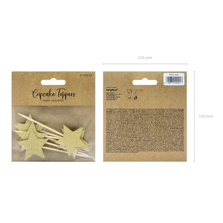 Cake Topper Sterne 11.5cm Glitter gold (6 Stk.)