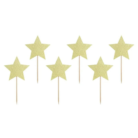 Cake Topper Sterne 11.5cm Glitter gold (6 Stk.)