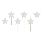 Cake Topper Sterne 11.5cm Glitter silber (6 Stk.)