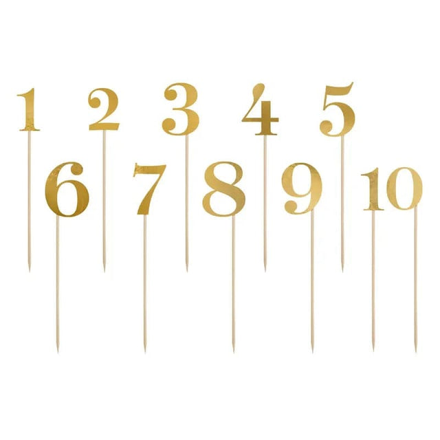 Cake Topper Zahlen ’’0-9’’ 26,5cm Metallic gold (11 Stk.)
