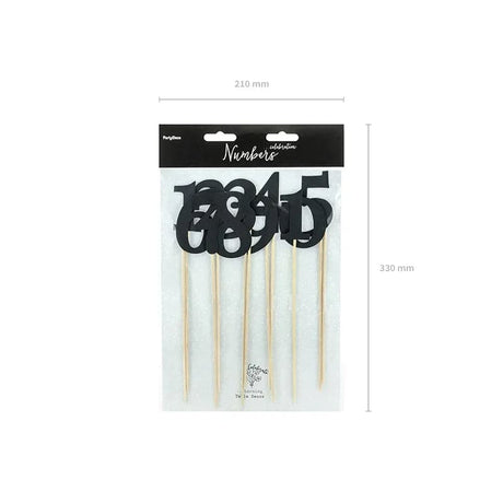 Cake Topper Zahlen ’’0-9’’ 26,5cm Metallic schwarz (11 Stk.)