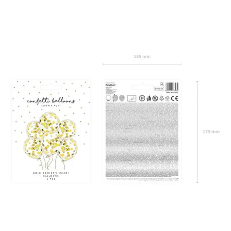 Konfetti-Ballon - Kreise 30cm gold (6Stk.)