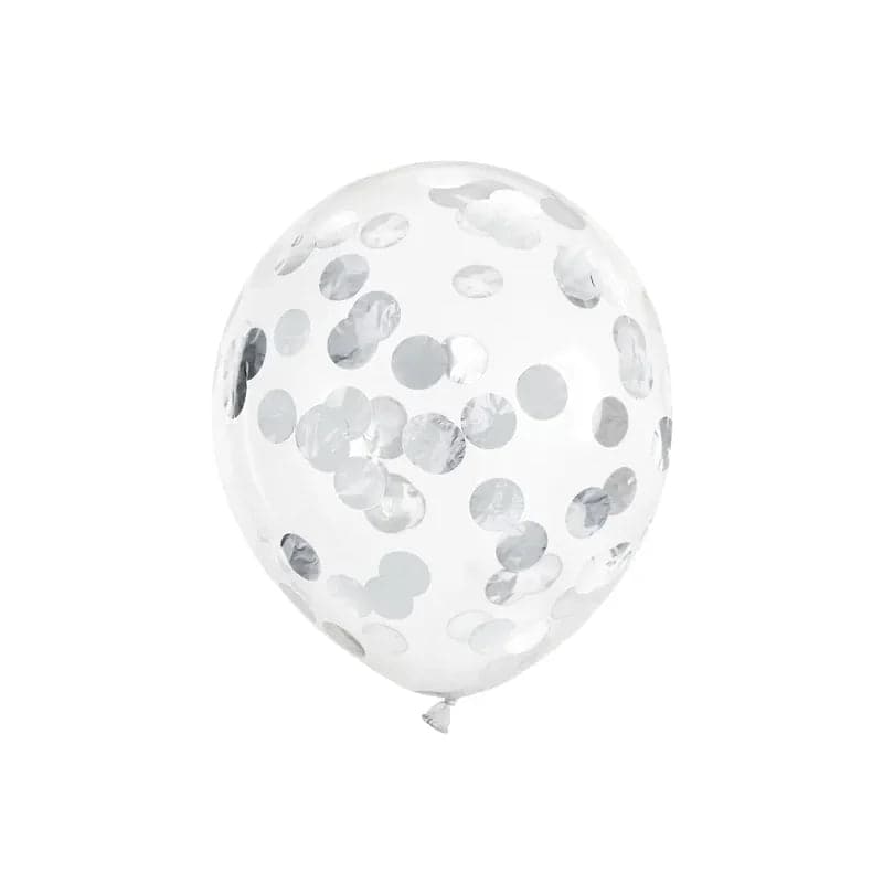 Konfetti-Ballon - Kreise 30cm silber (6Stk.)