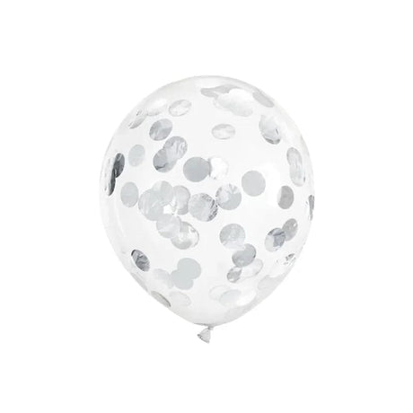 Konfetti-Ballon - Kreise 30cm silber (6Stk.)