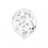 Konfetti-Ballon - Sterne 30cm silber (6Stk.)
