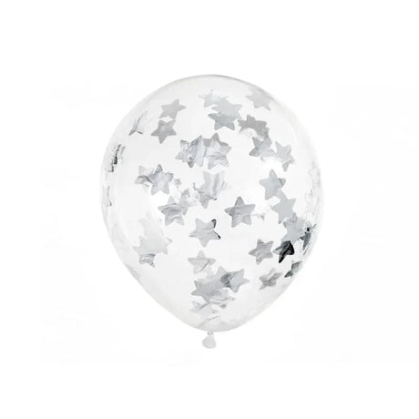 Konfetti-Ballon - Sterne 30cm silber (6Stk.)