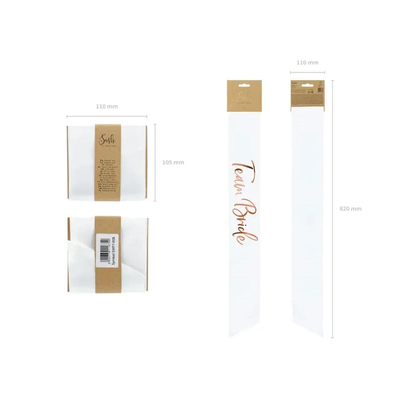 Schärpe Team Bride 75cm weiss und roségold (1 Stk.)