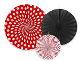 Dekorative Rosetten 26cm - 43cm, rot, weiss & schwarz Mix (3 Stk.)