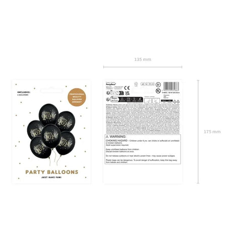Ballone Happy 2024 30cm Pastell schwarz (6 Stk.)