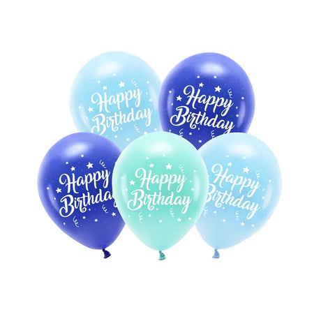 Ballone Happy Birthday Eco 26cm Pastell Blau Mix (5 Stk.)