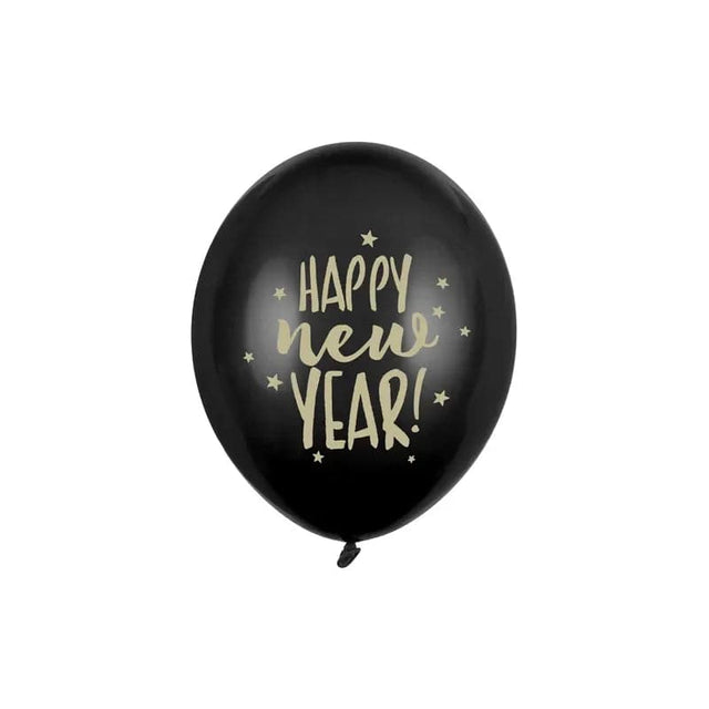 Ballone Happy New Year 30cm Pastell schwarz (6 Stk.)