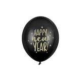 Ballone Happy New Year 30cm Pastell schwarz (6 Stk.)