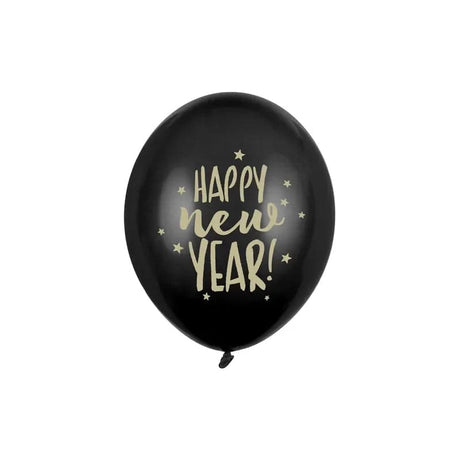 Ballone Happy New Year 30cm Pastell schwarz (6 Stk.)