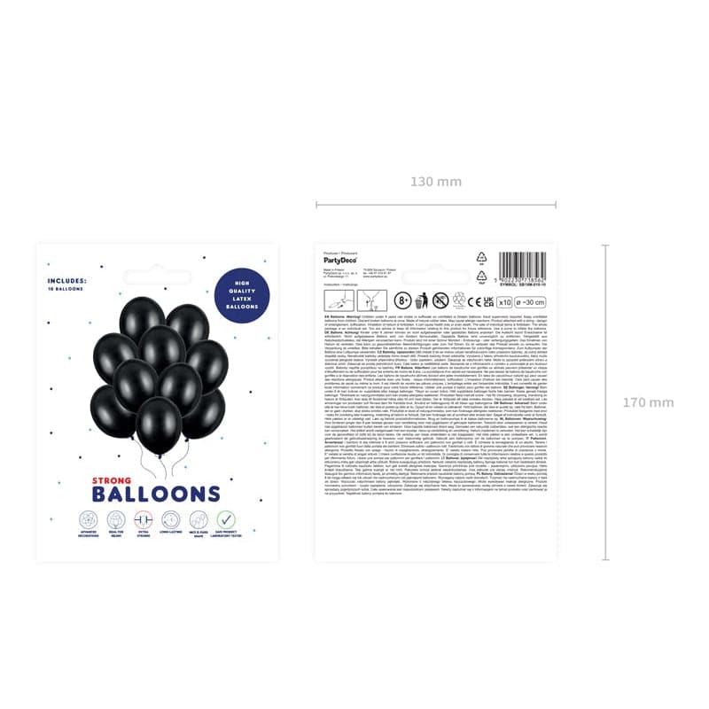 Ballone 30cm Metallic Black (10 Stk.)