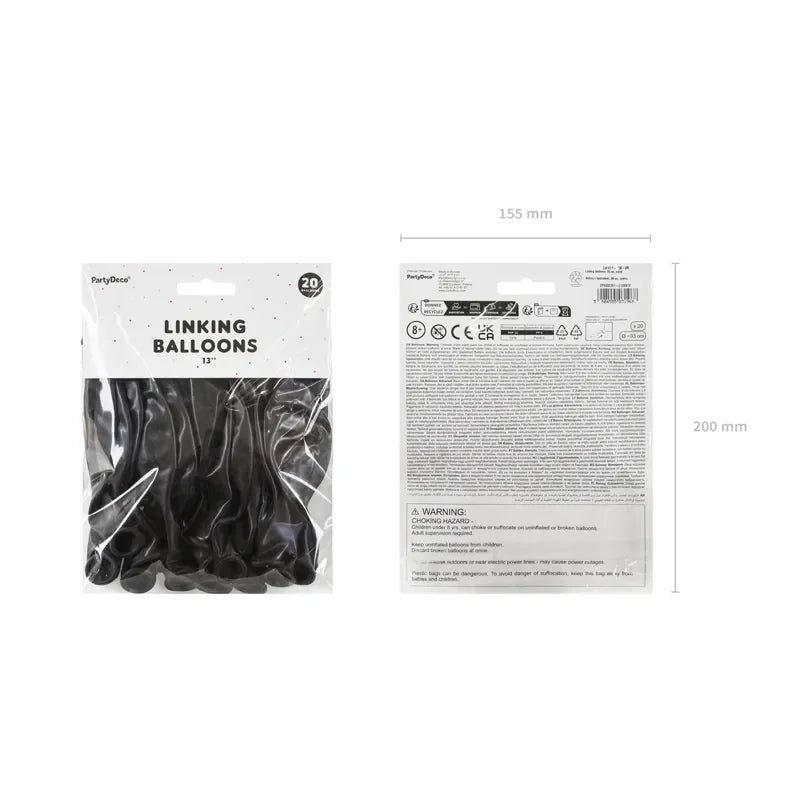Ballone 33cm Link Pastell Schwarz (20 Stk.)