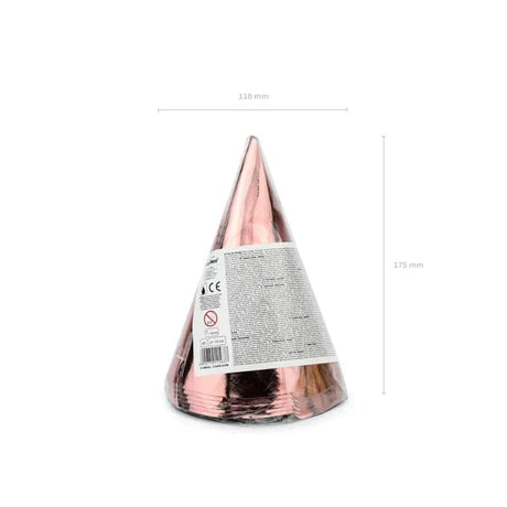Party Hut Uni 16cm Metallic roségold (6 Stk.)