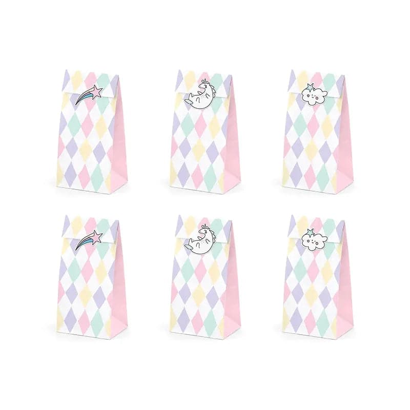 Süßigkeitentüten Einhorn 8cm x 18cm Rainbow (6 Stk.)