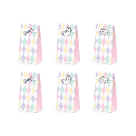 Süßigkeitentüten Einhorn 8cm x 18cm Rainbow (6 Stk.)