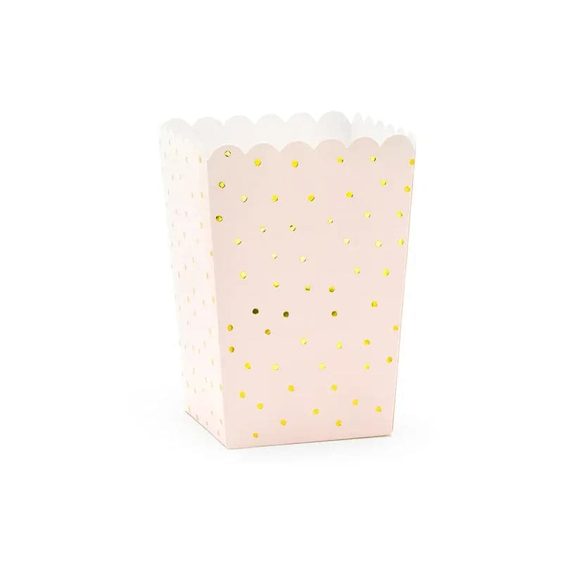 Popcorndosen Punkte hellrosa 7x7x12,5cm (1 VPE / 6 Stk.)