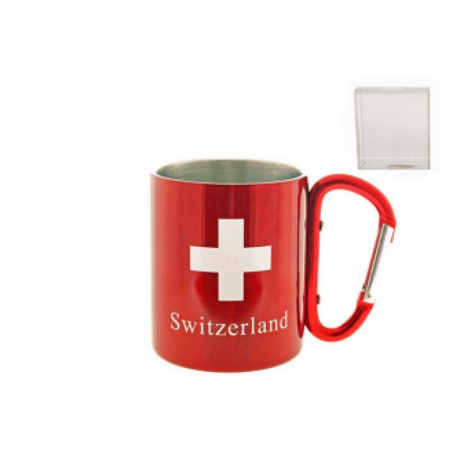 Metall-Mugbecher mit Karabinerhaken - Switzerland