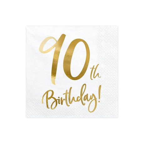 Servietten 90th Birthday 33cm x 33cm Metallic Mix (20 Stk.)