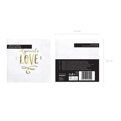 Servietten All you need is love 33cm x 33cm Pastell weiss